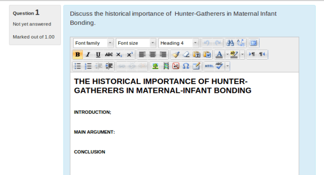 Essey question, Moodle, 2.5