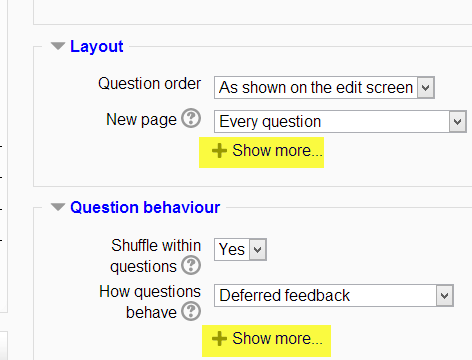 show more, show less, moodle, 2.5
