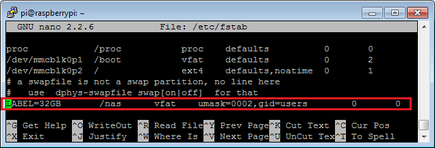 fstab mount vfat umask= gid=